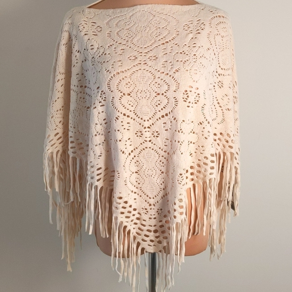 Tops - Fringe Poncho, OS, NWT
